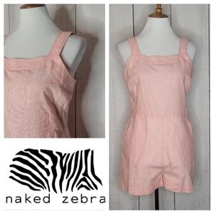 Naked Zebra Pink Linen Blend Shortalls Jumpsuit Romper Women's‎ Size Medium